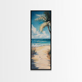 Tropical Beach, coastal painting, nautical decor, palm tree painting, Hawaii art, coastal cowgirl wall art, Framed Canvas Print