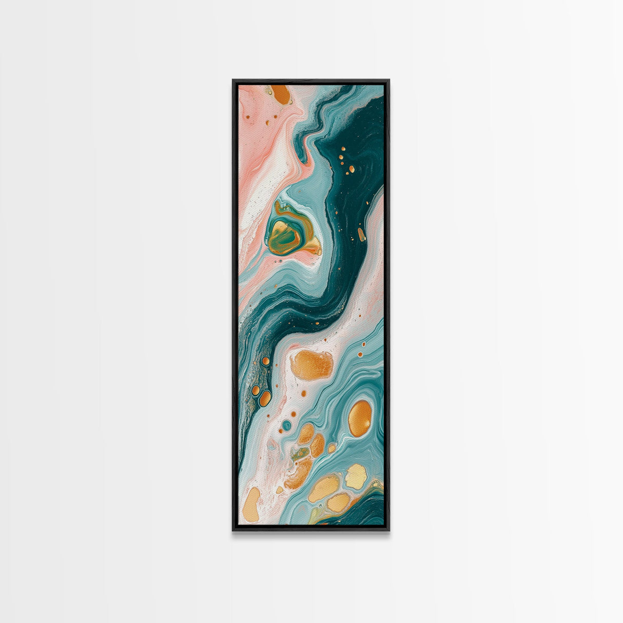Fluid Art, pink orange wall art, teal wall art, modern abstract painting, contemporary art, fluid acrylic painting, Canvas Print