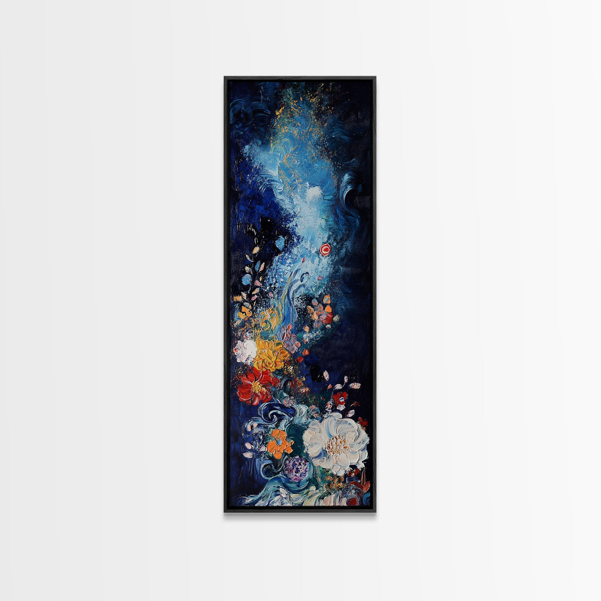 Starry Floral, botanical prints, wildflower painting, floral artwork, whimsical art, colorful nature painting, moody art
