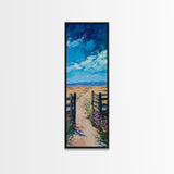 Open Gate, Rustic Art, Vintage Landscape, Country Path Painting, Moody Art, Extra Wide Art, Horizontal Wall Art, Canvas Print