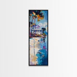 Beach House, Coastal Painting, Vibrant Landscape, Nautical Wall Art, Living Room Art, Above Bed Wall Art, Framed Canvas Print