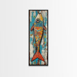Koi fish painting, colorful fish art, nautical decor, rustic art, coastal cowgirl wall art, tall narrow art, canvas print