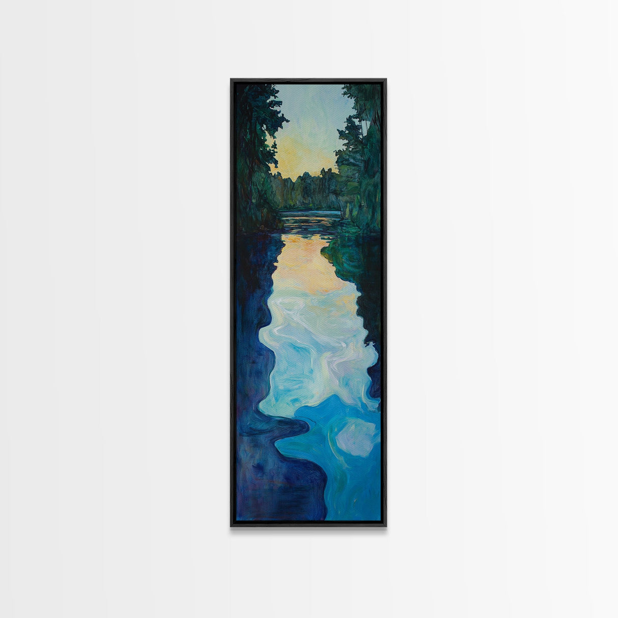 Sunset Reflection, lake Tahoe art, moody art, landscape painting, framed canvas print, vertical wall art, bedroom art