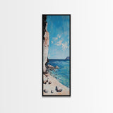 Seaside Cliff, painting morro bay, coastal wall art, framed canvas print, blue and green wall art, landscape painting, boho art