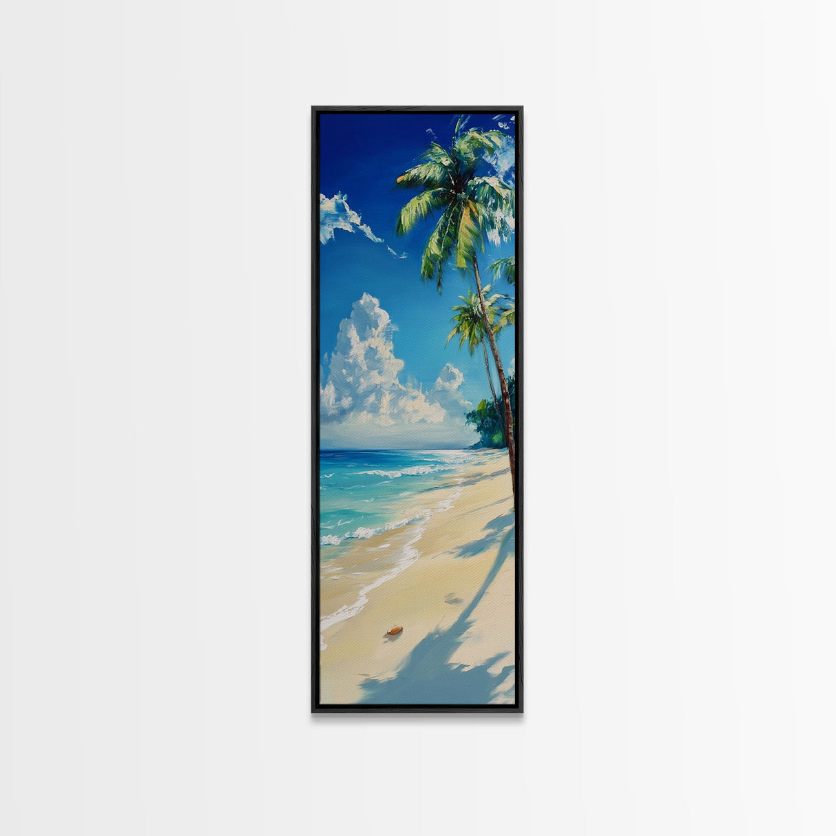 Palm Tree Beach, tropical decor, coastal cowgirl wall art, Hawaii art, framed canvas print, nautical painting, summer gift idea