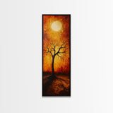 Sunset Tree, moody art, wabi sabi art, pine tree art, autumn painting, framed canvas print, dark romance painting