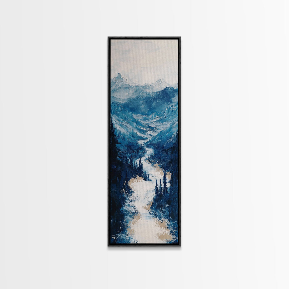 Blue Mountains, mountain painting, landscape painting, extra wide art, panoramic art, minimalist art, Canvas Print