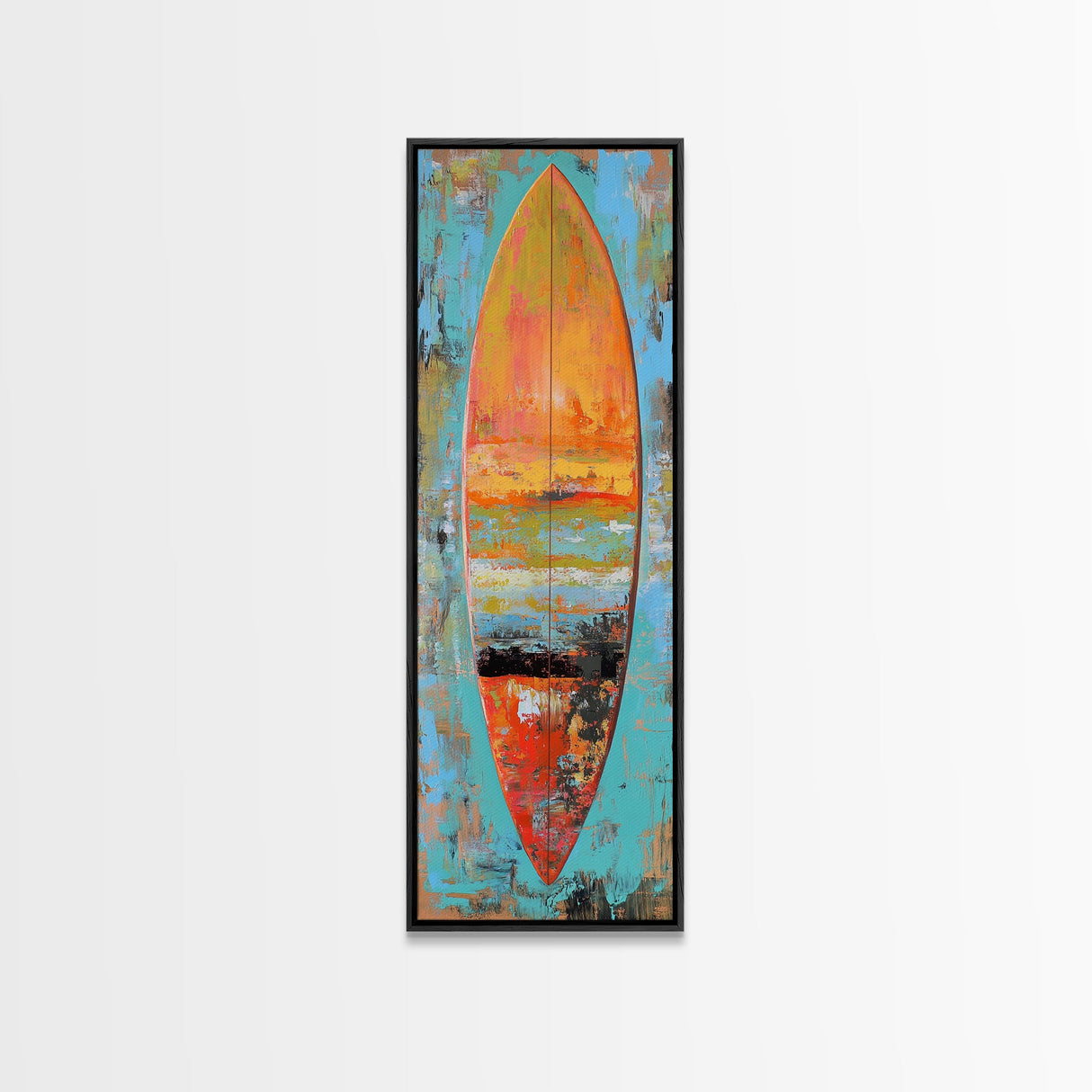 Surfboard Painting, Ocean Art, Canvas Print, Coastal Cowgirl Wall Art, Beach House Art, Tropical Art, Long Narrow Art