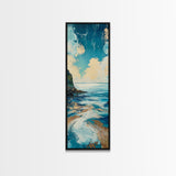 Coastal Landscape, Nautical Painting, Framed Canvas Print, Ocean Theme, Seascape Painting, Blue and Green Wall Art