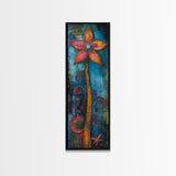 Vibrant Flower, botanical prints, pink orange wall art, boho art, whimsical art, tall narrow art, framed canvas print