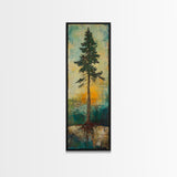 Tall Pine, wabi sabi art, rustic decor, pine tree art, nature inspired, farmhouse art, framed canvas print, above bed art