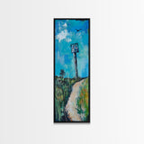 Fading Road, abstract landscape, moody art, blue and green wall art, coastal decor, rustic wall art, framed canvas print