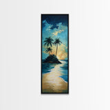 Tropical Sunset, palm tree painting, Hawaii art, ocean waves, coastal wall art, nautical decor, framed canvas print