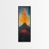 Erupting Volcano, landscape painting, moody art, fiery art, dramatic wall art, southwest wall art, framed canvas print, rustic decor