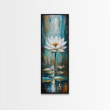 White Lotus, zen wall art, botanical prints, yoga art, teal wall art, sacred geometry wall art, framed canvas print, minimalist art