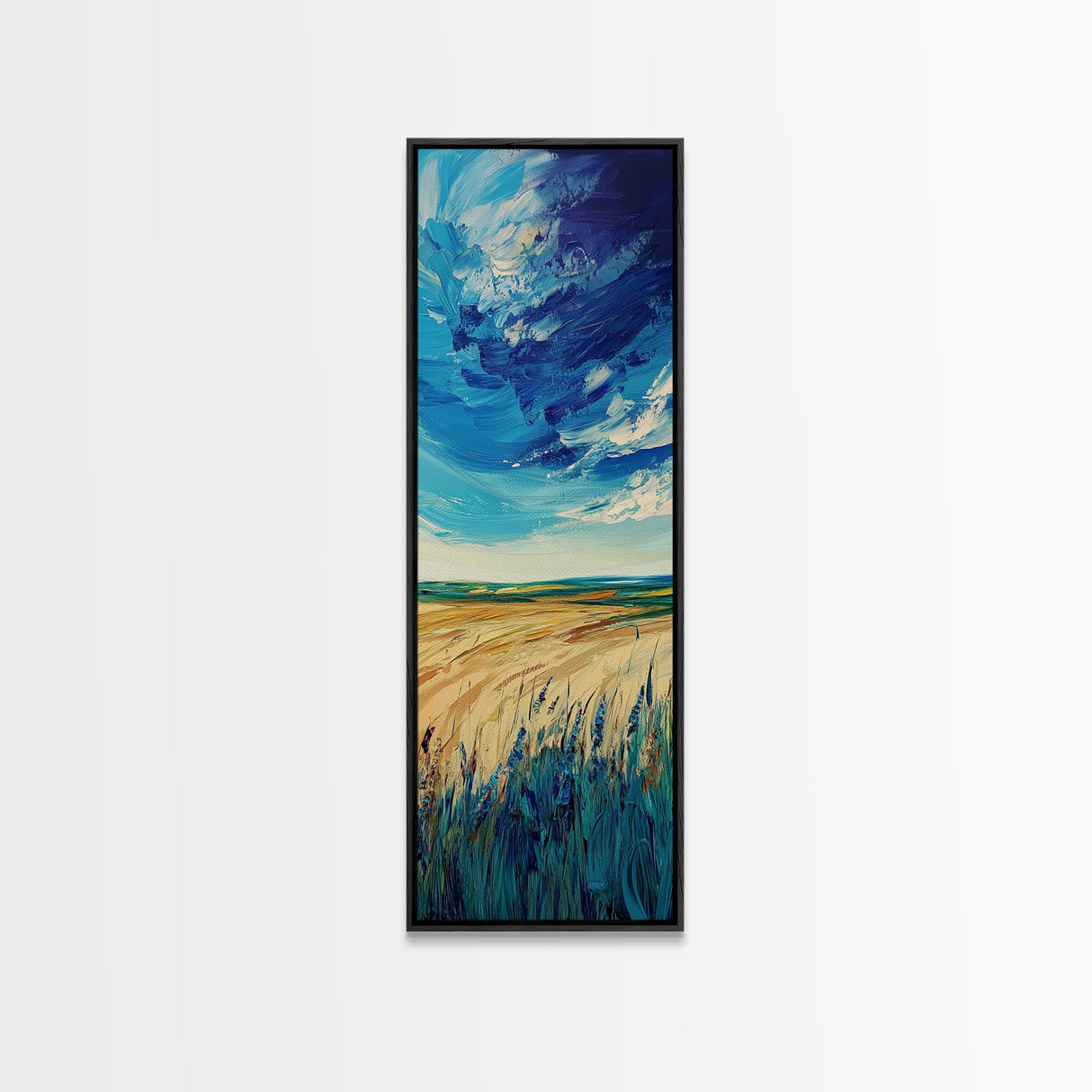Prairie Storm, landscape painting, framed canvas print, moody art, rustic wall art, southwest wall art, extra wide art, boho art