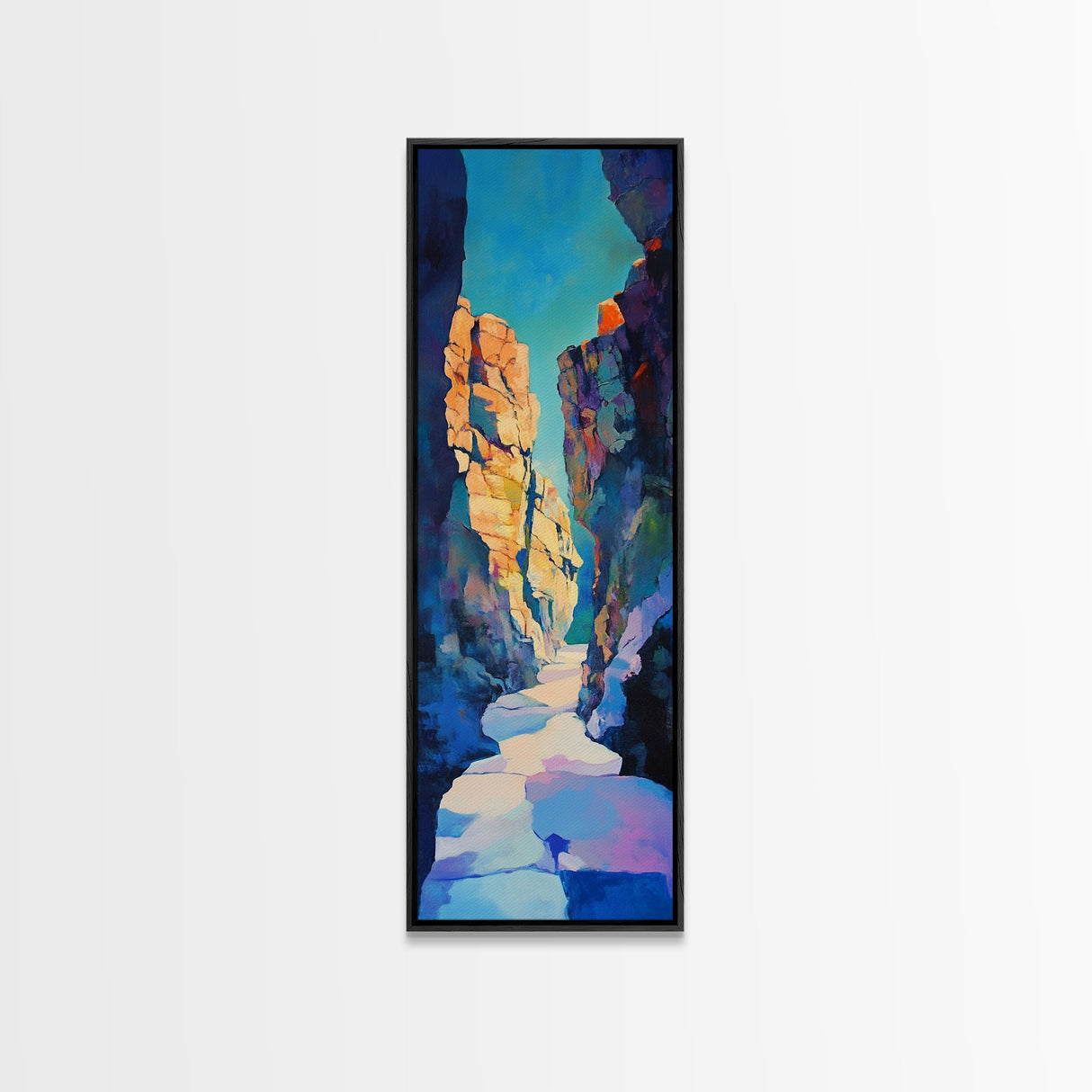Rocky Canyon, desert landscape, southwest wall art, Joshua tree art, moody art, framed canvas print, extra wide art, vertical wall art