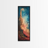 Fantasy Moon, Ozymandias art, dark romance painting, moon oil painting, moody art, framed canvas print, tall skinny art