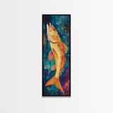 Vibrant, Fish Painting, Framed Canvas Print, koi fish painting, nautical painting, fly fishing art, coastal wall art, rustic decor, unique gift idea
