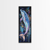 Cosmic dolphin, dolphin painting, ocean wall art, nautical painting, whimsical art, blue and green wall art, framed canvas print