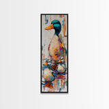 Whimsical Ducks, bird art, farmhouse art, framed canvas print, colorful animal painting, rustic wall art, above couch art