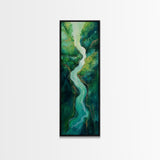 Emerald River, sage green wall art, framed canvas print, minimalist art, extra wide art, rustic decor, long narrow art