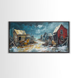 Abandoned Town Art, Rustic Decor, Moody Art, Western Landscape Art, Framed Canvas Print, Extra Wide Art, Farmhouse Art