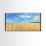 Wheat Field, landscape painting, farmhouse art, rustic wall art, extra wide art, bedroom art, framed canvas print, gift idea
