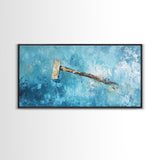 Wabi sabi art, minimalist art, framed canvas print, extra wide art, abstract painting, rustic wall art, textured blue wall decor