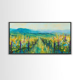 Vineyard Landscape, impressionist painting, framed canvas print, green wall art, farmhouse art, rustic decor, above bed wall art