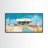 Desert House Art, southwest wall art, rustic decor, boho art, farmhouse art, coastal painting, framed canvas print