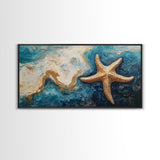 Starfish Painting, Coastal Wall Art, Ocean Art, Framed Canvas Print, Nautical Decor, Beach House Art, Blue and Green Wall Art
