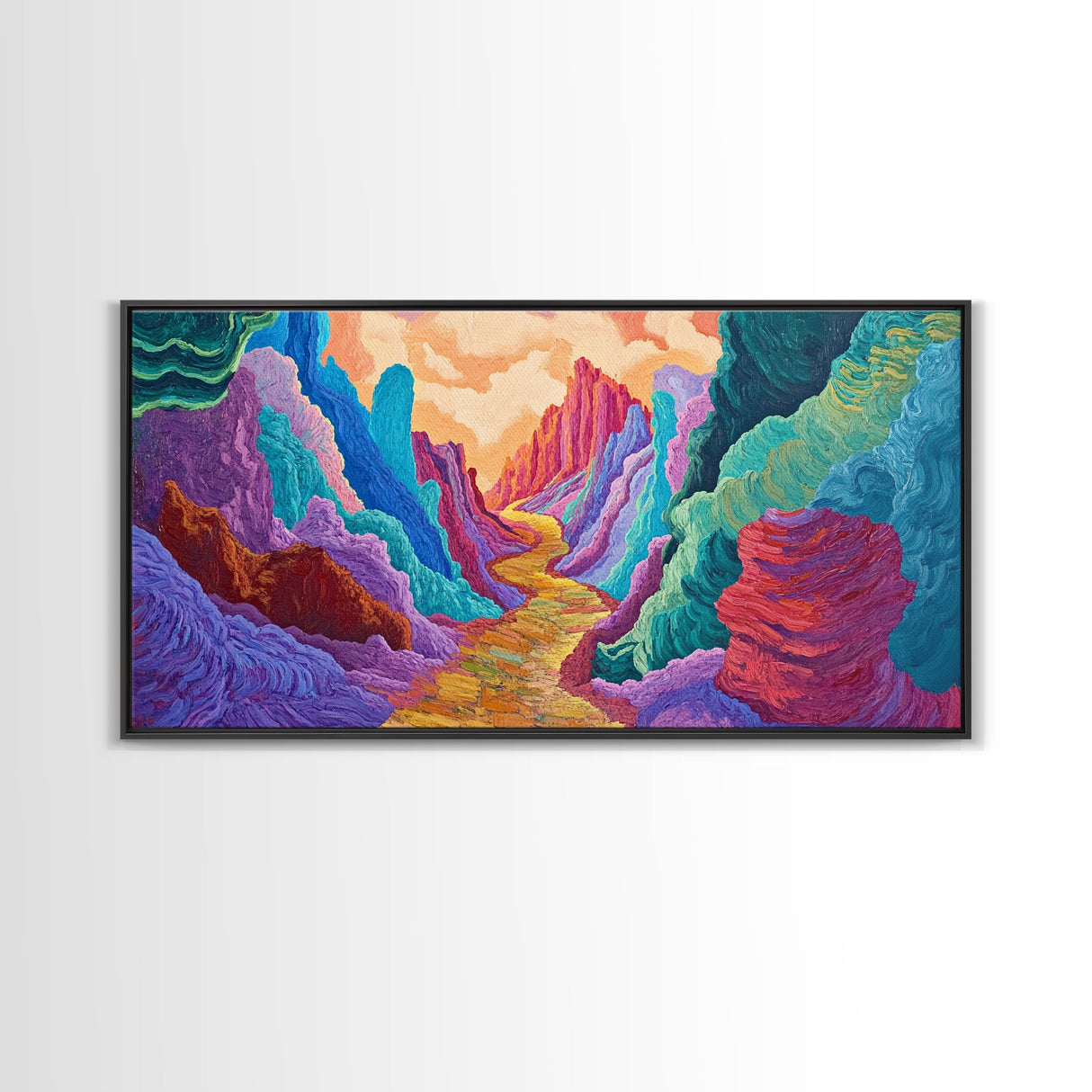 Vibrant canyon, abstract rocks, Canvas Print, mountain painting, southwest wall art, extra wide art, geometric wall art