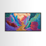 Vibrant canyon, abstract rocks, Canvas Print, mountain painting, southwest wall art, extra wide art, geometric wall art