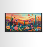 Southwest Desert Art, Boho Art, Wildflower Painting, Pink Orange Wall Art, Colorful Wall Art, Above Bed Wall Art, Canvas Print