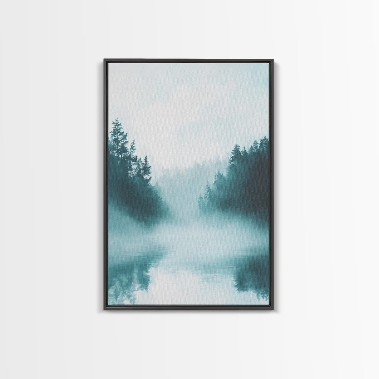 Misty Forest Painting, Pine Tree Art, Moody Landscape, Nature Wall Art, Tranquil Scenery, Green Wall Art, Canvas Print