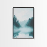 Misty Forest Painting, Pine Tree Art, Moody Landscape, Nature Wall Art, Tranquil Scenery, Green Wall Art, Canvas Print
