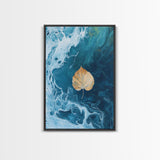 Floating Leaf Painting, Nature Abstract Art, Ocean Inspired Decor, Moody Wall Art, Tranquil Home Decor, Canvas Print