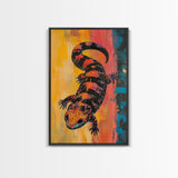 Colorful Lizard Art, wildlife painting, leopard wall art, whimsical art, rustic decor, southwest wall art, Canvas Print