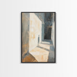 Shadowed Hallway, moody art, wabi sabi wall art, minimalist art, vertical wall art, framed canvas print, above bed wall art