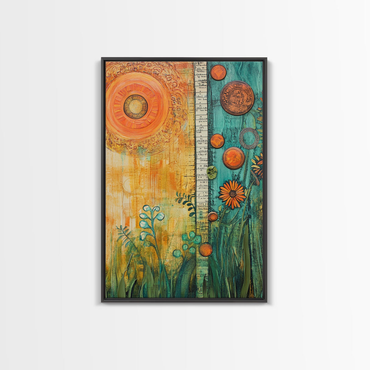 Sun and Nature, Botanical Prints, Sacred Geometry Wall Art, Moroccan Wall Art, Wabi Sabi Art, Canvas Print, Gift Idea