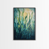 Underwater Kelp Forest, Coastal Landscape Art, Teal Wall Art, Nautical Decor, Nature Inspired Art, Wabi Sabi Art, Canvas Print