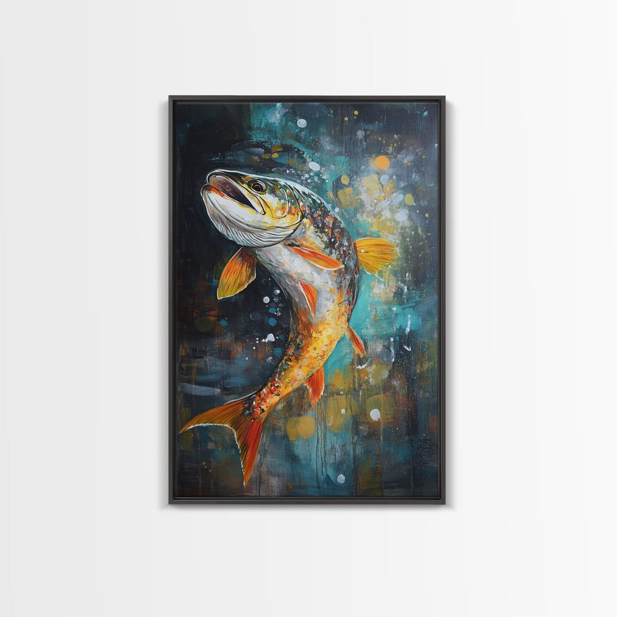 Vibrant Trout Art, Fly Fishing Art, Lake Tahoe Art, Rustic Wall Art, Nature Inspired Decor, Fisherman Gift, Canvas Print