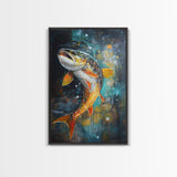 Vibrant Trout Art, Fly Fishing Art, Lake Tahoe Art, Rustic Wall Art, Nature Inspired Decor, Fisherman Gift, Canvas Print