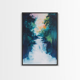 Waterfall Painting, Moody Art, Coastal Landscape Art, Framed Canvas Print, Above Sofa Art, Living Room Art, Vertical Wall Art