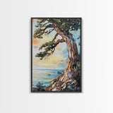 Joshua Tree Art, Coastal Landscape Art, Framed Canvas Print, Oak Tree Art, Rustic Art, Living Room Art, Boho Art, Moody Art