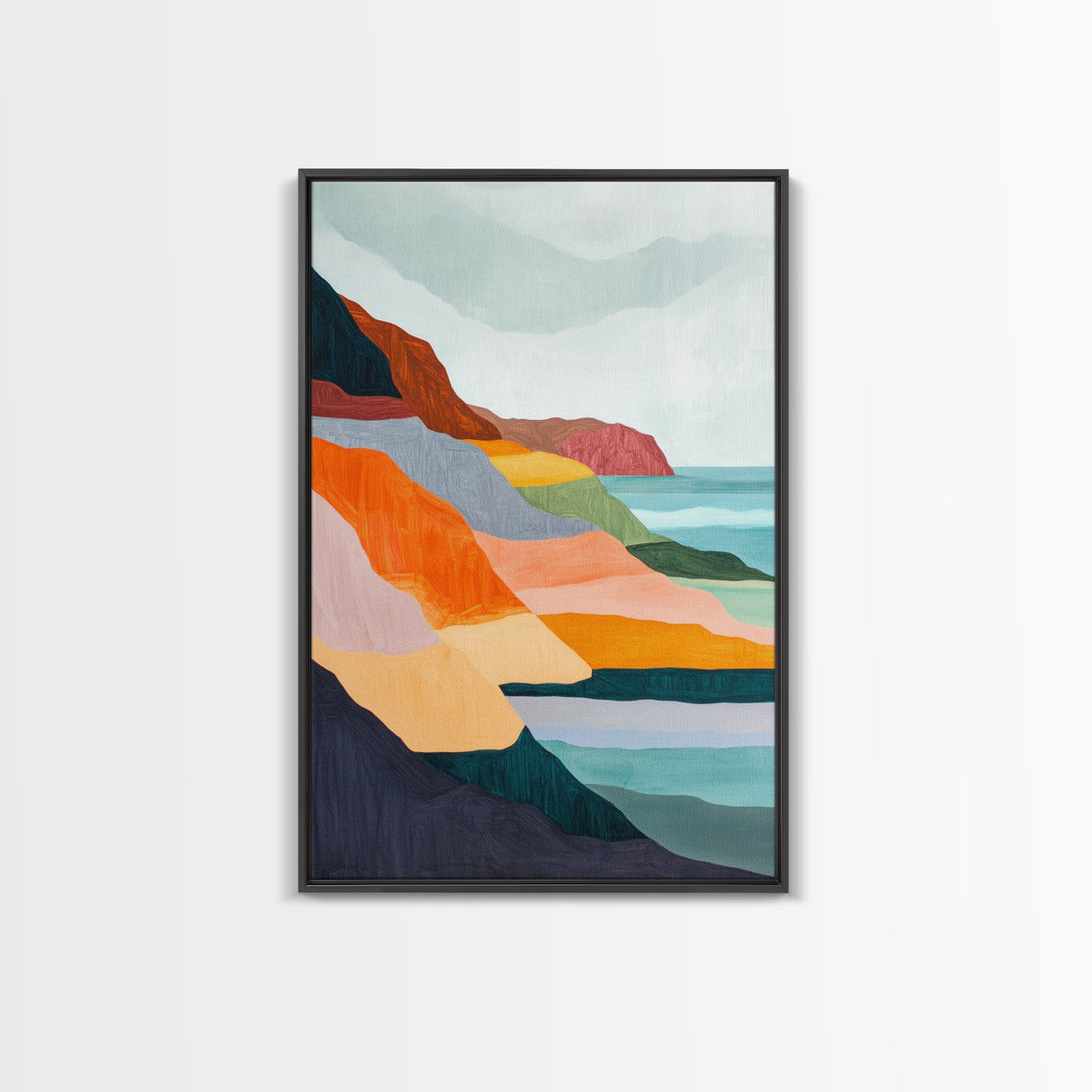 Geometric Cliffs, southwest wall art, geometric wall art, minimalist art, Canvas Print, landscape painting, above sofa art, wabi sabi art