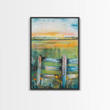 Field Sunset, wildflower painting, landscape painting, rustic wall art, nature wall art, bedroom art, framed canvas print, home decor