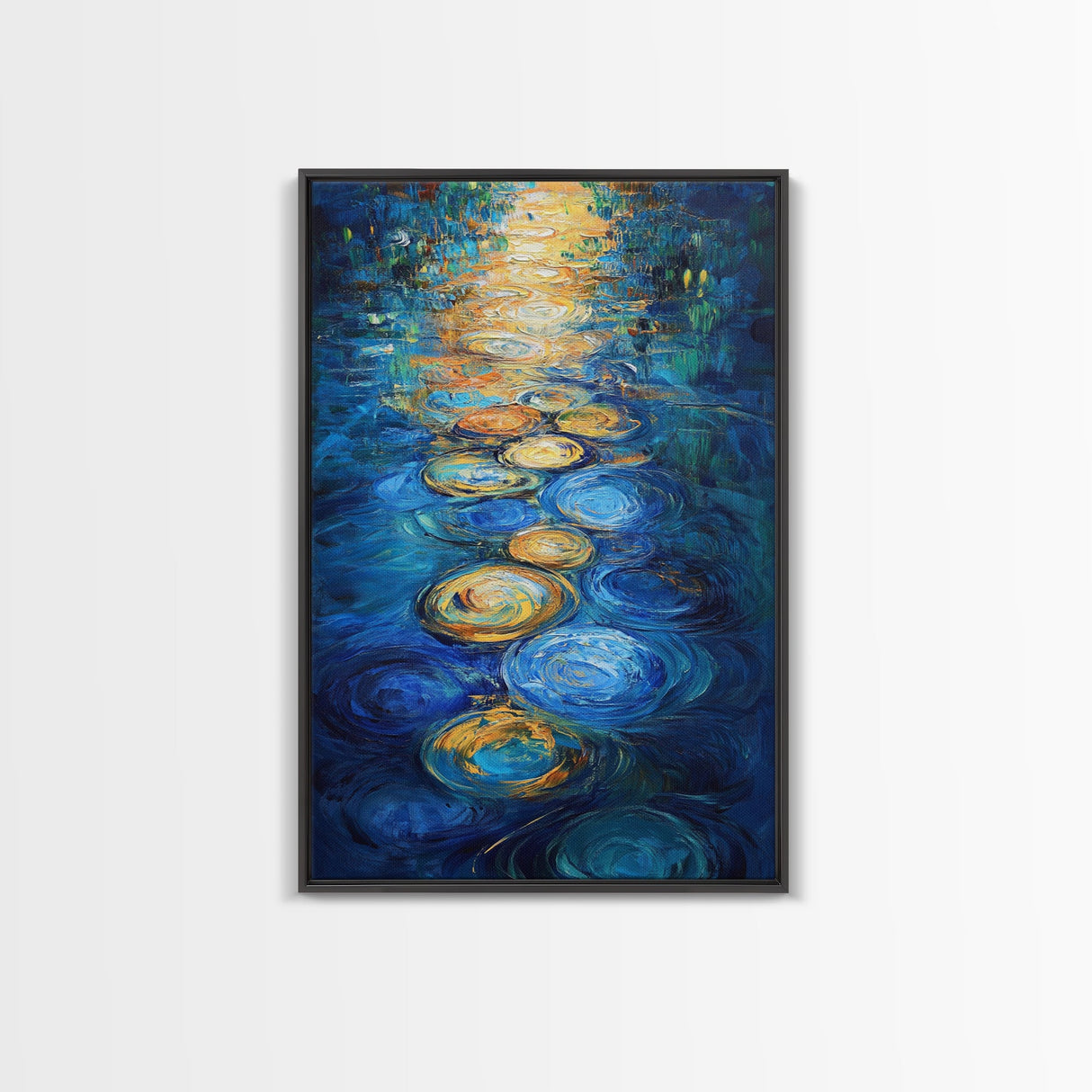 Golden Reflections, Water Art, Moody Painting, Canvas Print, Nautical Wall Art, Coastal Decor, Rustic Art, Living Room Art