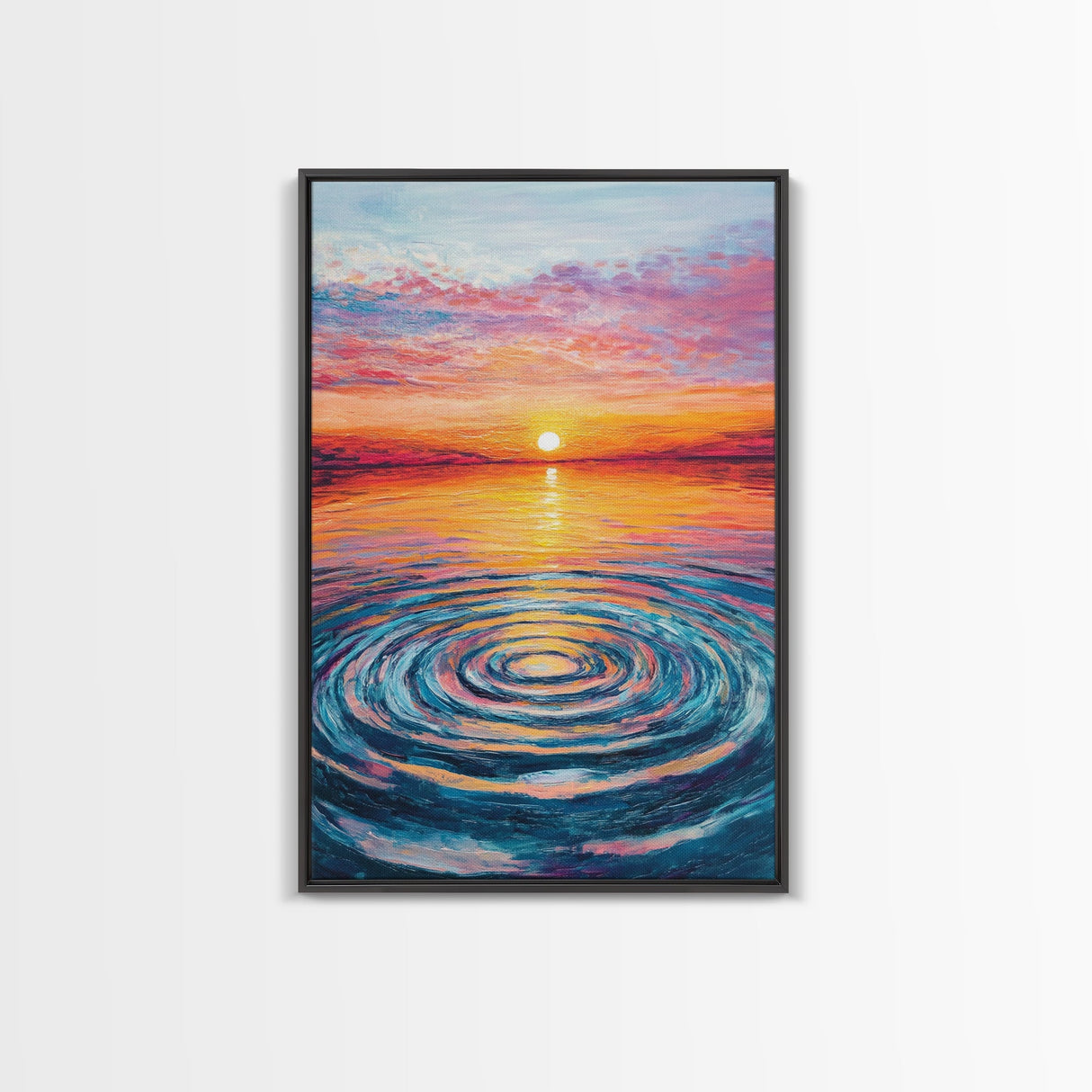 Ocean Ripple Canvas Print | Beach Sunset Painting | Seascape Wall Art | Coastal Decor | Living Room Wall Art | Vibrant Colors